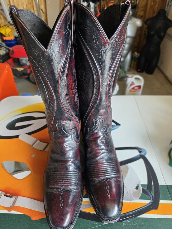 Vintage Cherry Black  Dant Post Cowboy Boots main image 6
